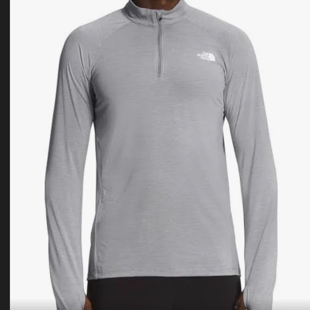 New The North Face men’s Wander 1/4 zip pullover shirt tin grey